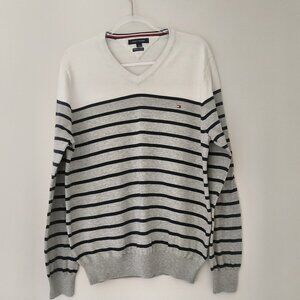 Tommy Hilfiger  Men's  Striped V-Neck Cotton Sweater  Size L